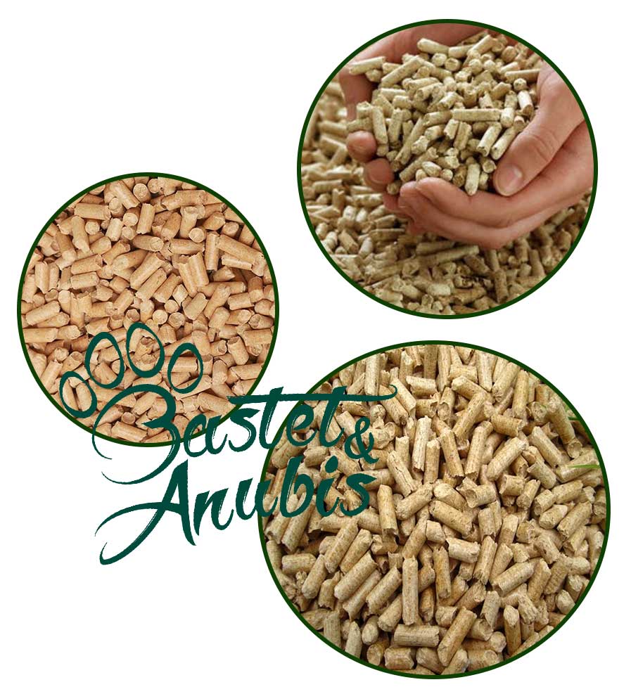 Wood base cat litter